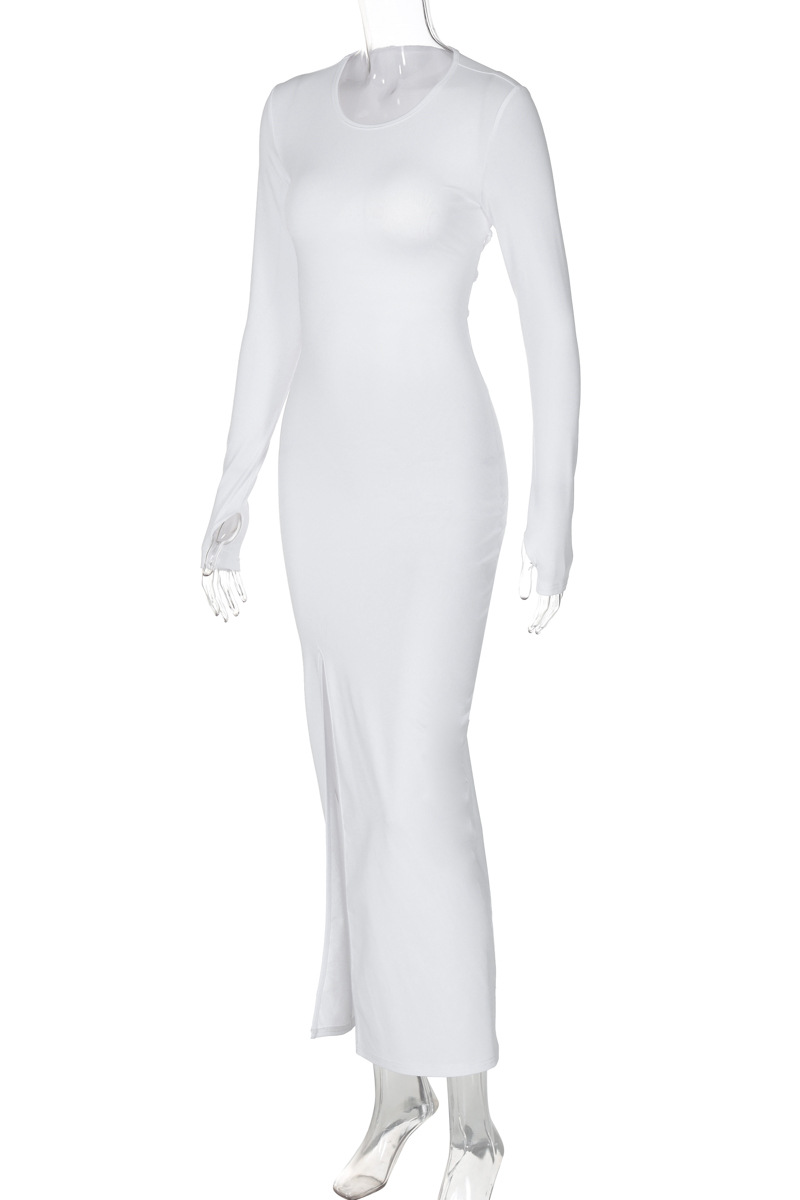 Vestidos sexis de manga larga con escote redondo y tirantes finos y espalda descubierta