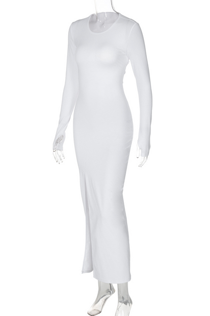 Vestidos sexis de manga larga con escote redondo y tirantes finos y espalda descubierta