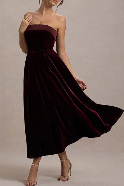 Vestidos de fiesta sexys de terciopelo sin tirantes