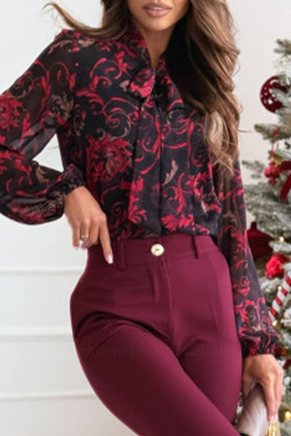 Blusas elegantes con flores, encaje y lazo en el cuello (3 colores)