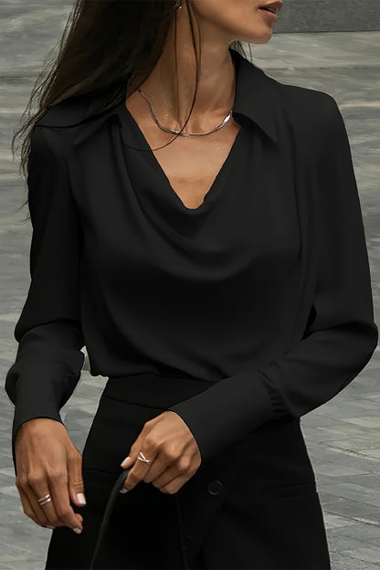 Elegantes blusas de color liso con cuello en V fruncido (4 colores)