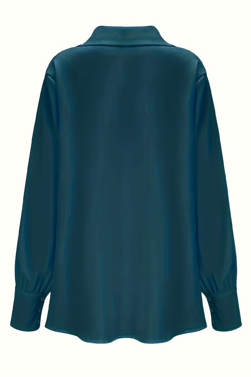 Elegantes blusas de color liso con cuello en V fruncido (4 colores)