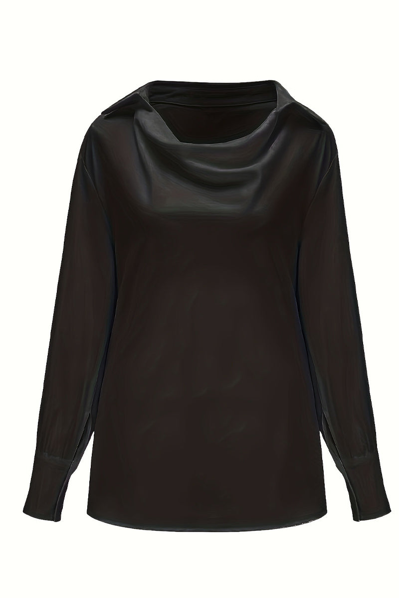 Elegantes blusas de color liso con cuello en V fruncido (4 colores)