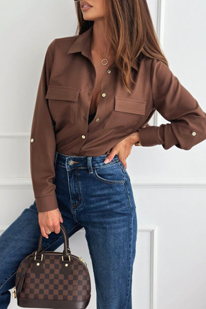 Blusas casuales de cuello vuelto con botones para uso diario (4 colores)