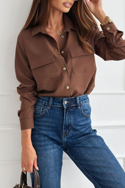 Blusas casuales de cuello vuelto con botones para uso diario (4 colores)