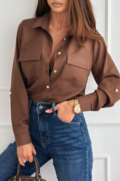 Blusas casuales de cuello vuelto con botones para uso diario (4 colores)