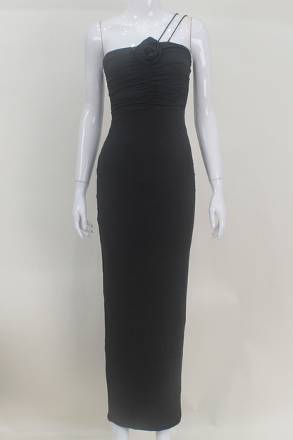 Vestidos sexis con flores, forma de flor, hombros caídos, falda de un solo paso