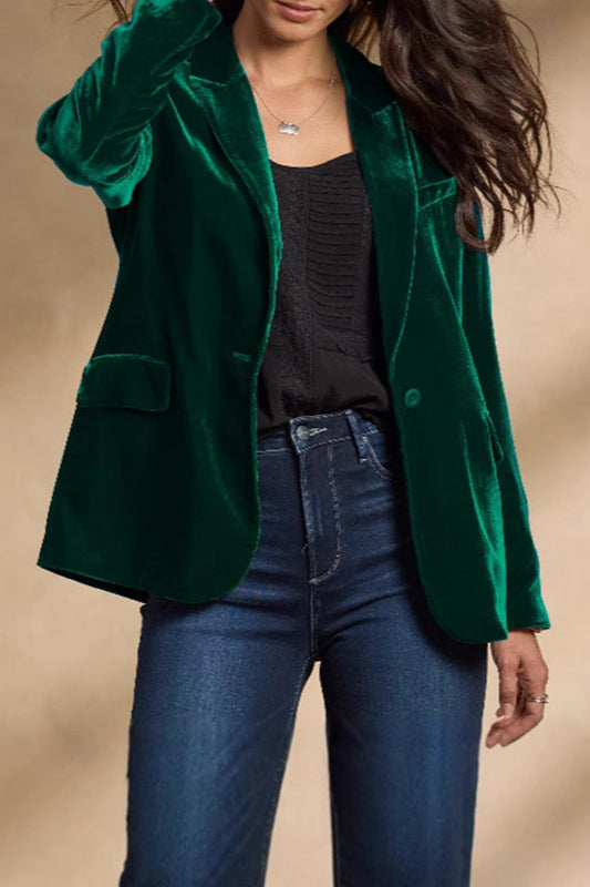 Prenda exterior informal de terciopelo con botones y abertura, cuello vuelto (4 colores)