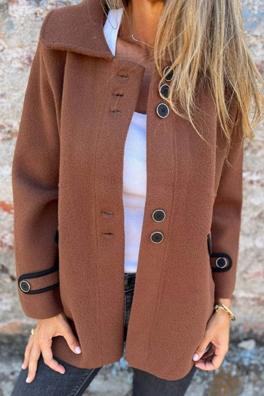 Prendas de abrigo informales con botones y cuello vuelto (5 colores)