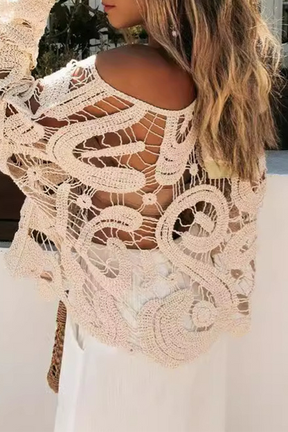 Tops sexys de cuello redondo con aberturas en colores sólidos