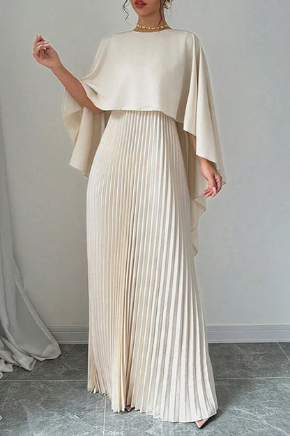 Elegantes vestidos largos plisados irregulares con cuello redondo (3 colores)