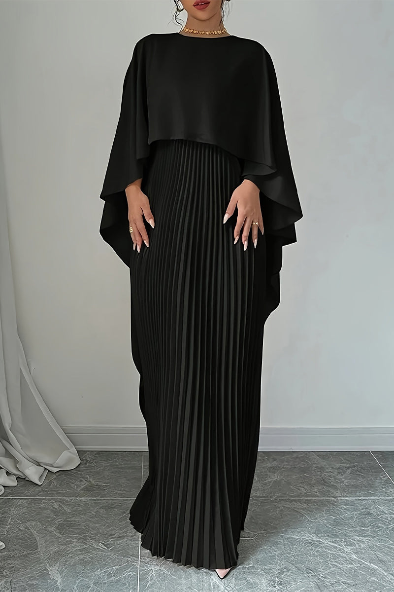 Elegantes vestidos largos plisados irregulares con cuello redondo (3 colores)