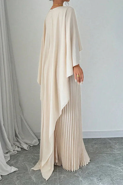 Elegantes vestidos largos plisados irregulares con cuello redondo (3 colores)