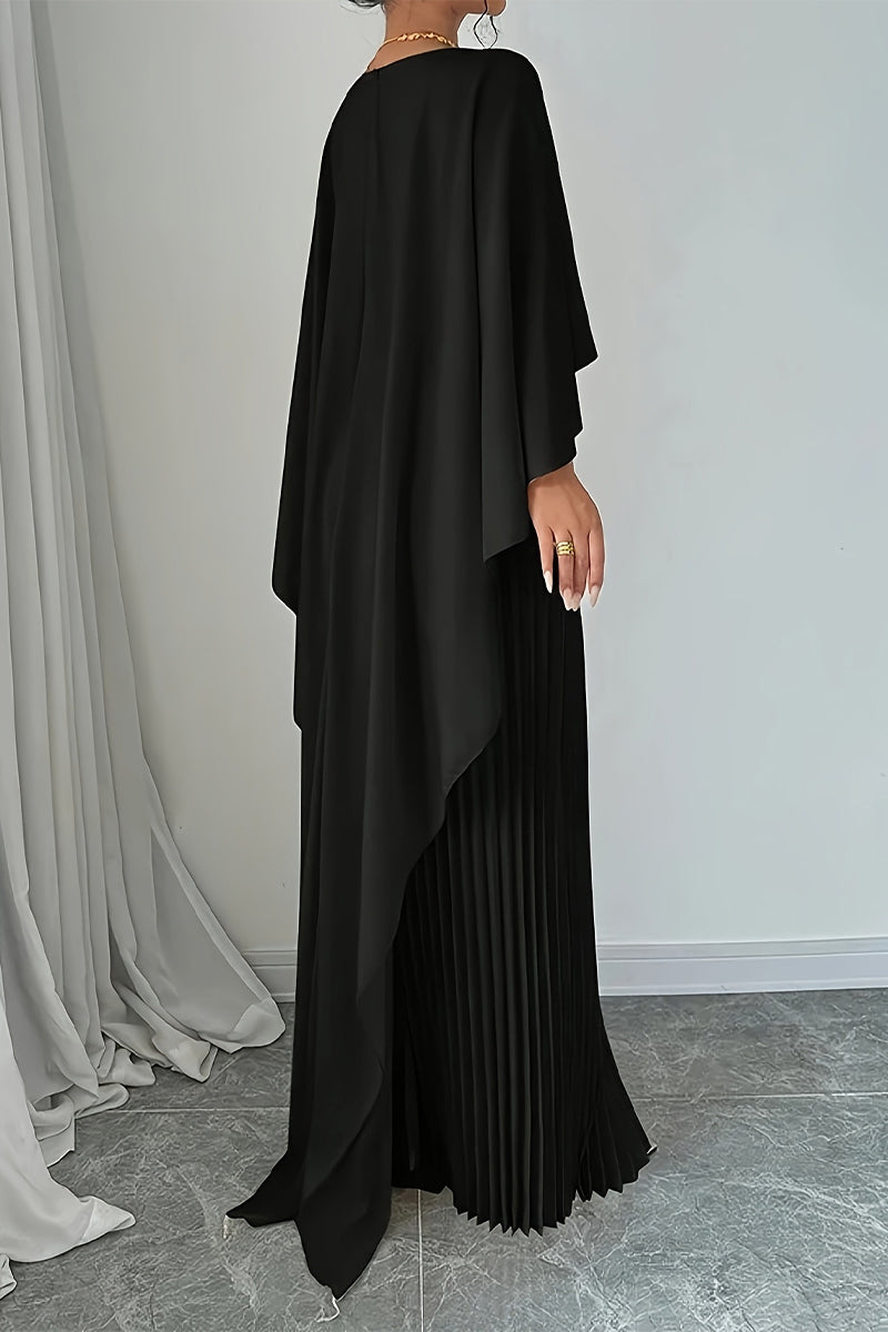 Elegantes vestidos largos plisados irregulares con cuello redondo (3 colores)