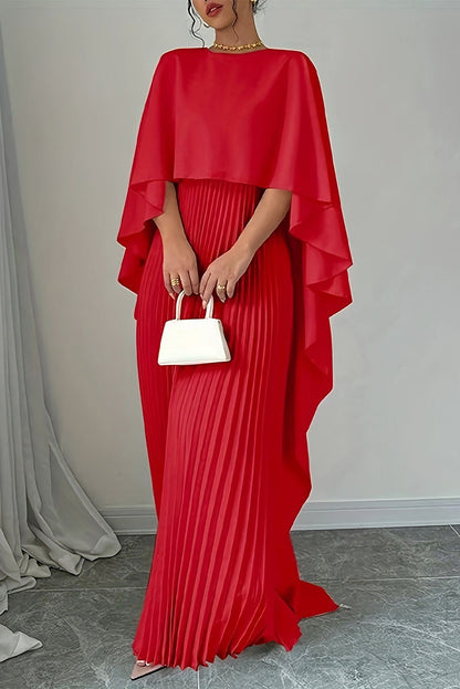 Elegantes vestidos largos plisados irregulares con cuello redondo (3 colores)