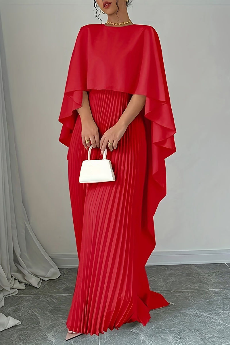 Elegantes vestidos largos plisados irregulares con cuello redondo (3 colores)