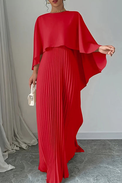 Elegantes vestidos largos plisados irregulares con cuello redondo (3 colores)