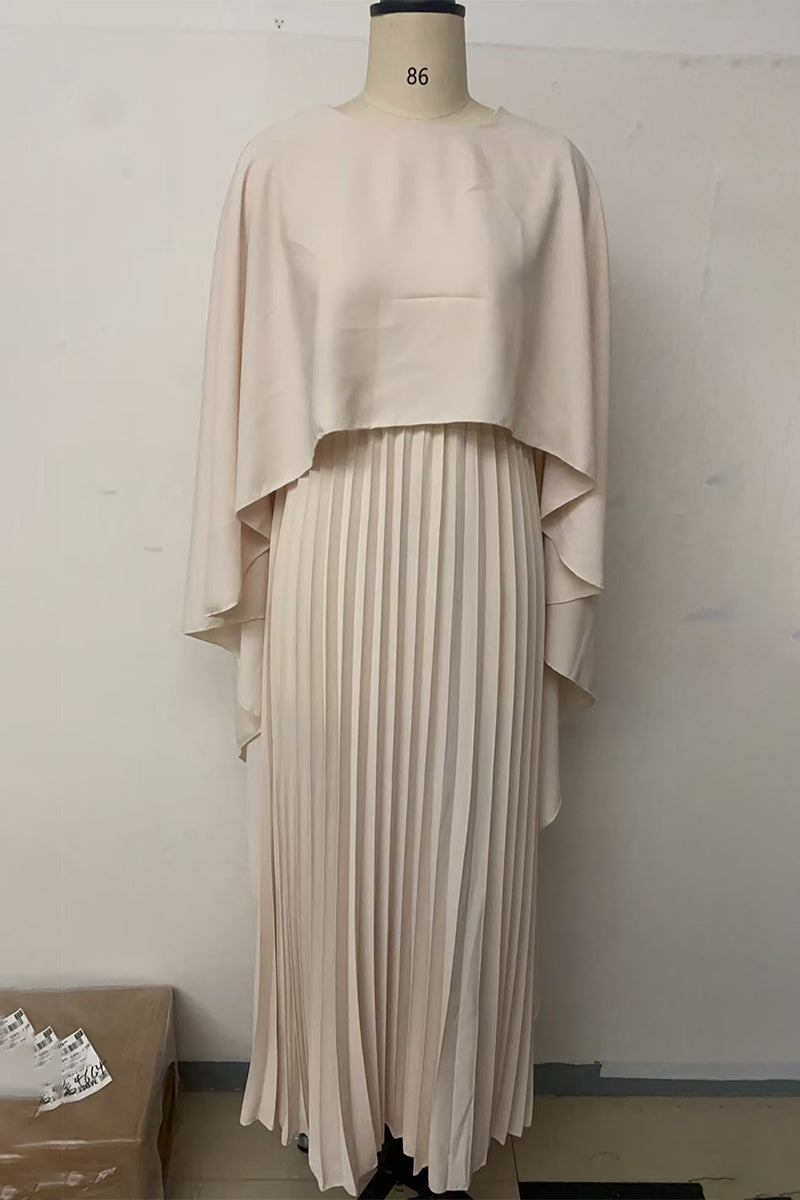 Elegantes vestidos largos plisados irregulares con cuello redondo (3 colores)