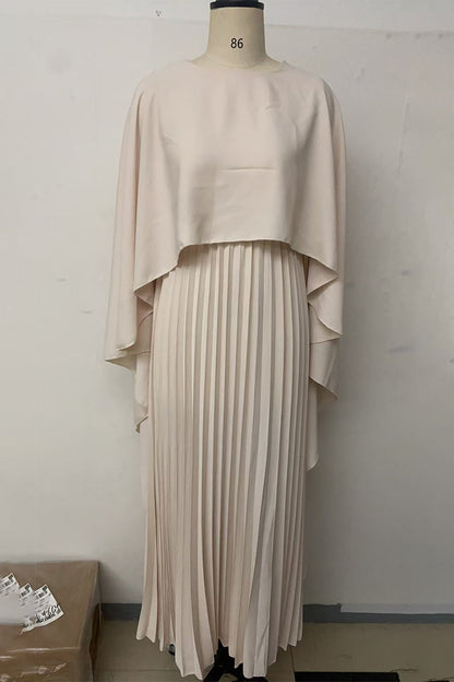 Elegantes vestidos largos plisados irregulares con cuello redondo (3 colores)