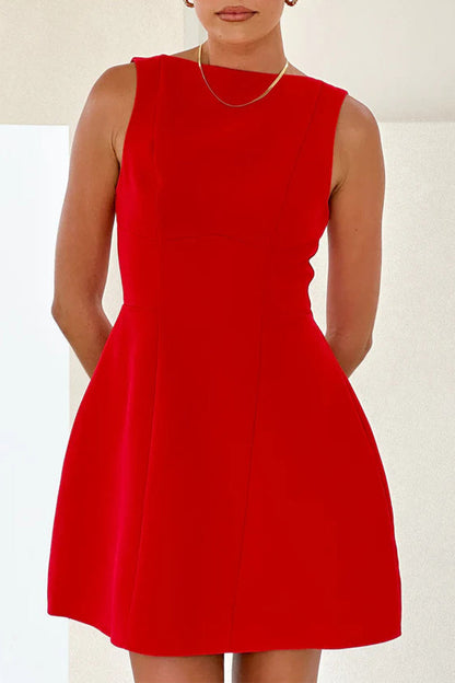Vestidos sin mangas con cuello redondo de celebridades diarias (4 colores)