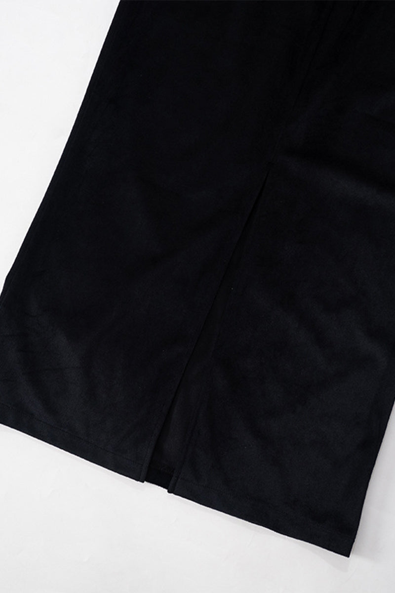 Elegante vestido de falda de un solo paso con cuello vuelto y cremallera en contraste