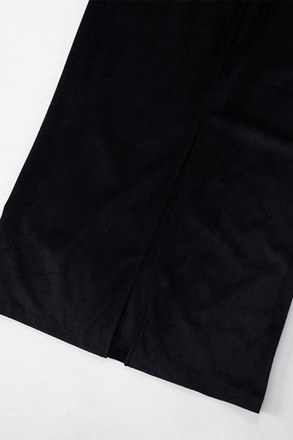 Elegante vestido de falda de un solo paso con cuello vuelto y cremallera en contraste