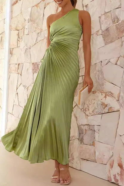 Vestidos plisados sexys con cordón ajustable y hombros caídos (4 colores)