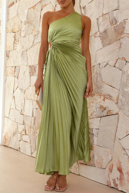 Vestidos plisados sexys con cordón ajustable y hombros caídos (4 colores)