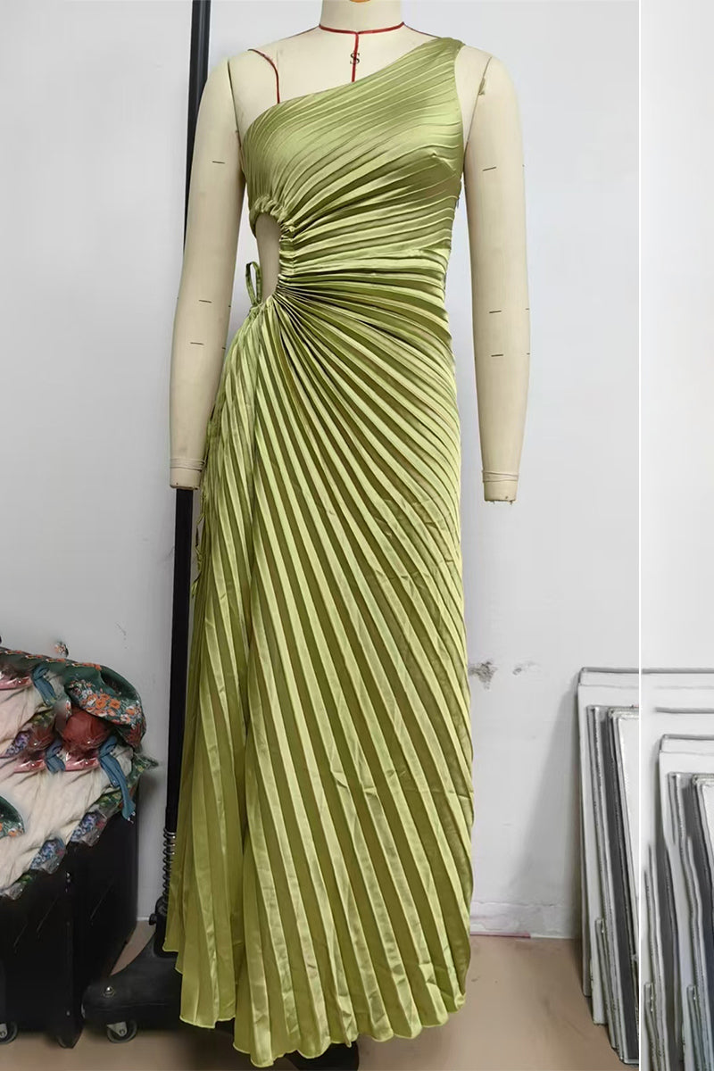 Vestidos plisados sexys con cordón ajustable y hombros caídos (4 colores)