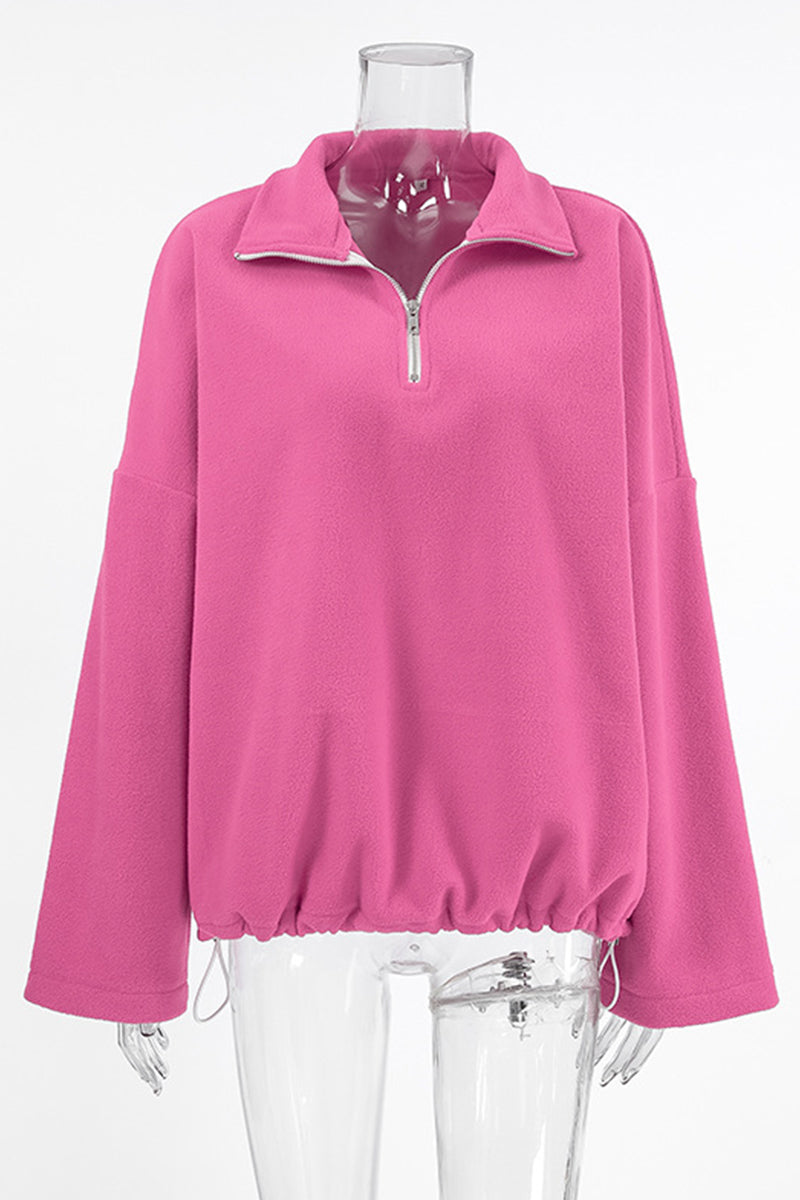Sudadera informal con cuello vuelto, suave y en contraste