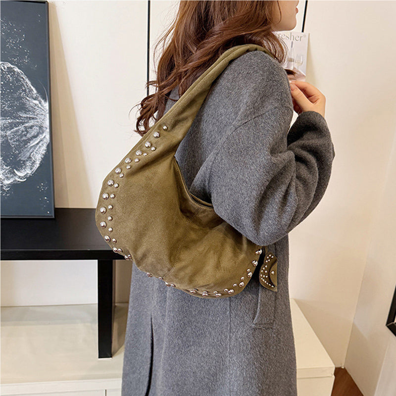 Bolsos de patchwork con remaches de colores sólidos para uso diario (5 colores)