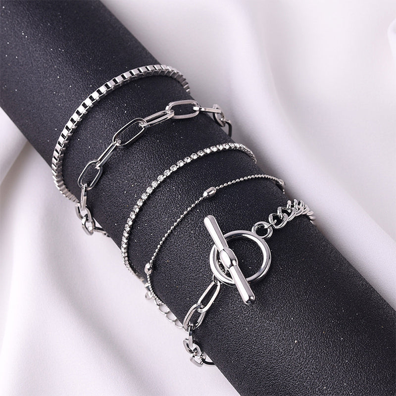 Elegantes pulseras de cadenas de patchwork