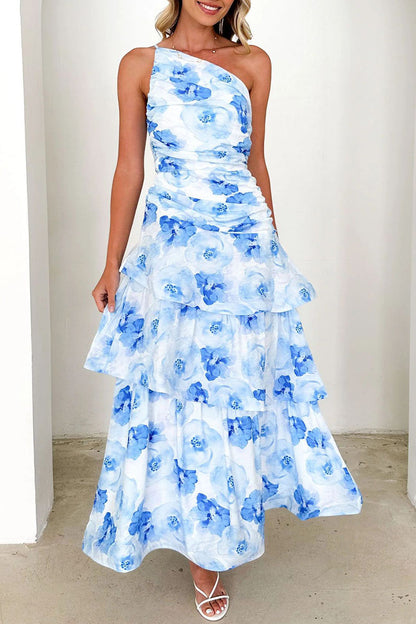 Vestidos sexis de vacaciones con estampado floral, espalda descubierta, volantes y hombros caídos (4 colores)