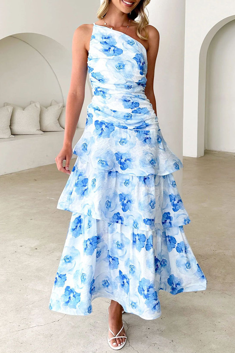 Vestidos sexis de vacaciones con estampado floral, espalda descubierta, volantes y hombros caídos (4 colores)
