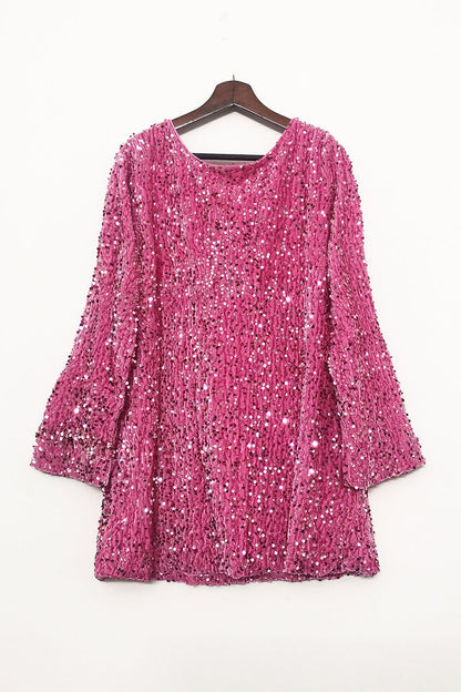 Vestidos sexis de lentejuelas con cordones, espalda descubierta y cuello redondo, corte A