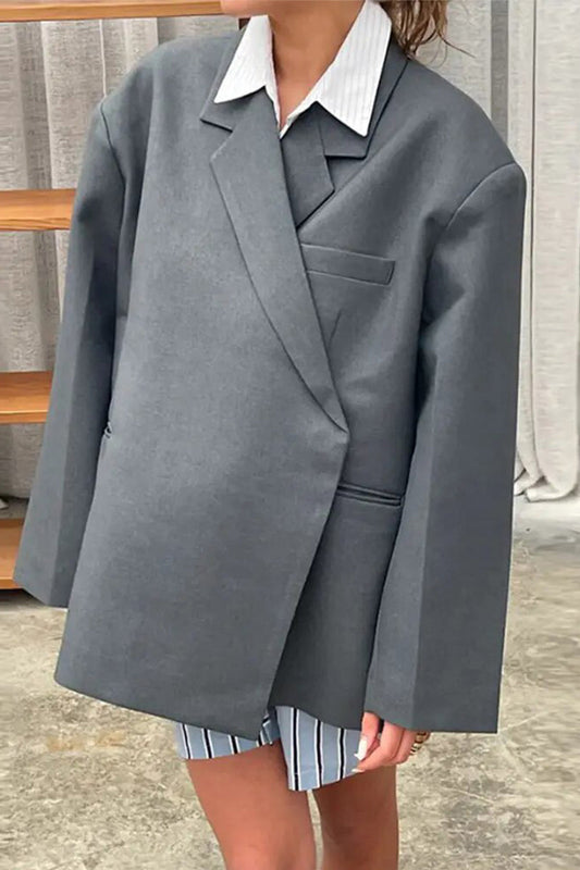 Prenda exterior informal con bolsillos, cordones y cuello vuelto (3 colores)