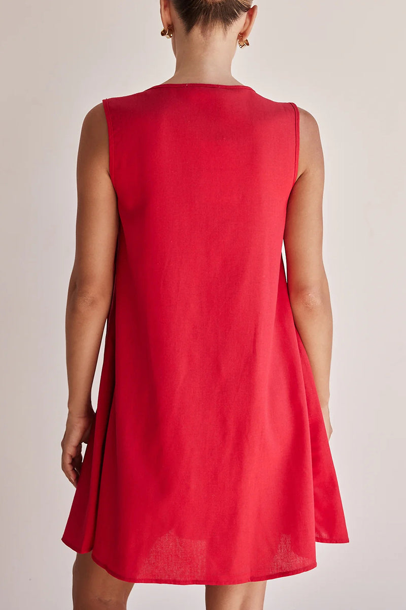 Vestidos casuales de diario con encaje, plisados y cuello redondo (4 colores)