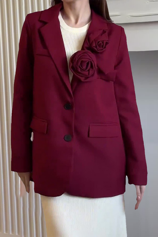 Prendas de abrigo informales con botones y forma de flor, cuello vuelto (5 colores)