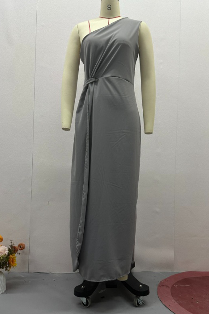 Vestidos largos sexys con hombros caídos, fruncidos e irregulares