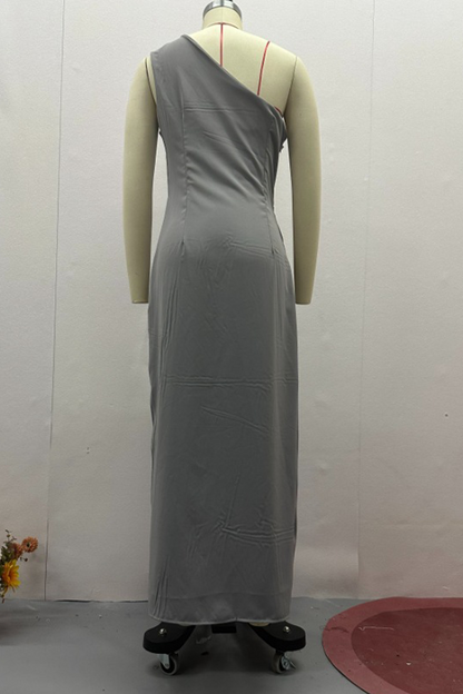 Vestidos largos sexys con hombros caídos, fruncidos e irregulares
