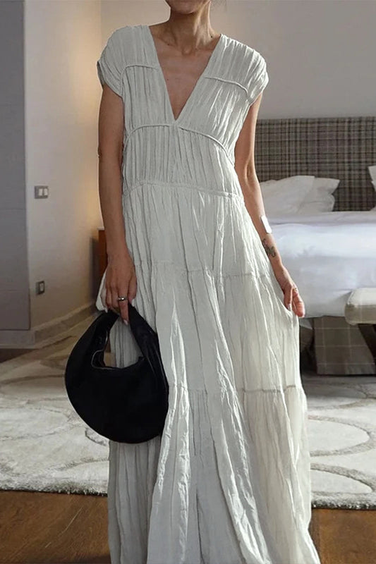 Vestidos casuales sin mangas con cuello en V y patchwork