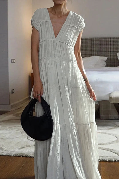Vestidos casuales sin mangas con cuello en V y patchwork
