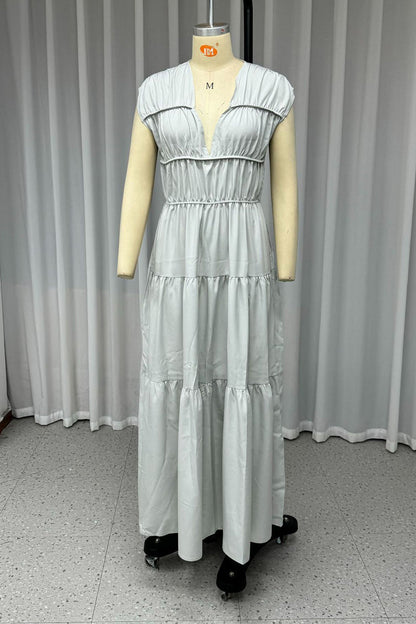 Vestidos casuales sin mangas con cuello en V y patchwork