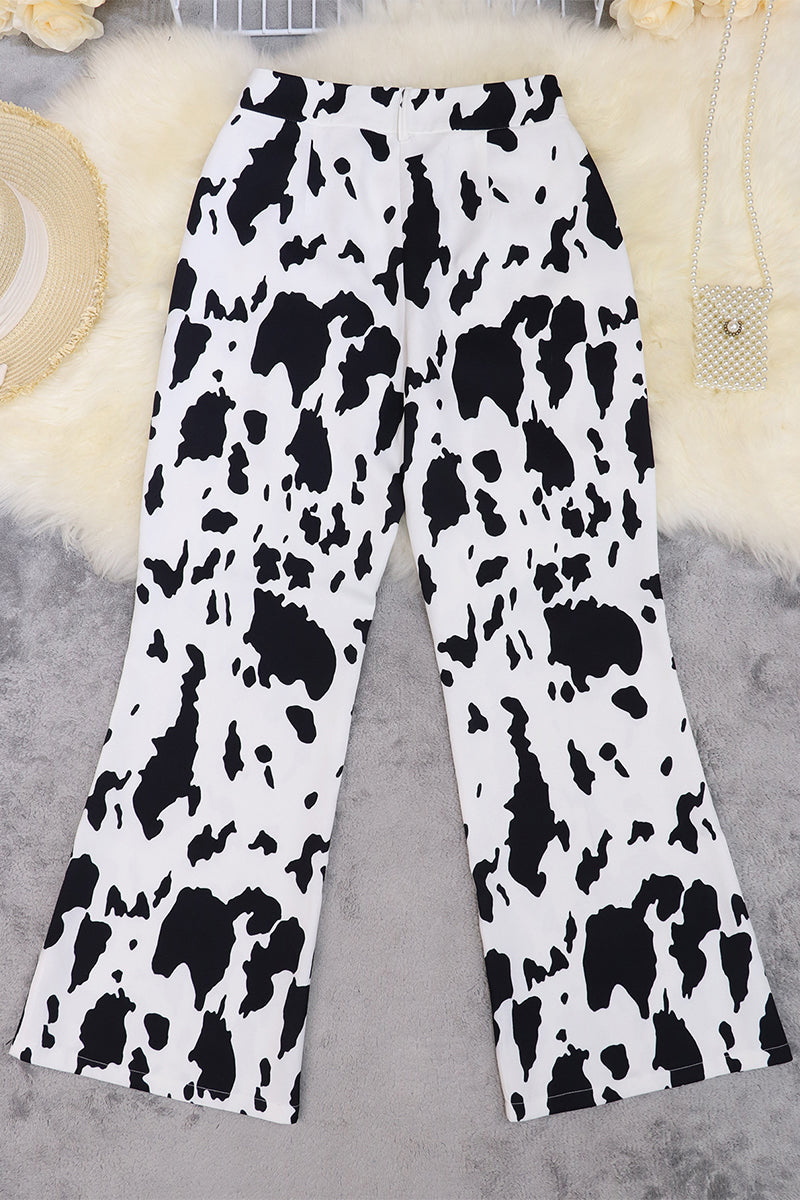 Pantalones casuales de cintura alta con estampado geométrico en contraste y estampado completo
