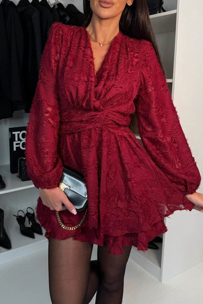 Vestidos sexys de corte en A con escote en V y lazo decorativo