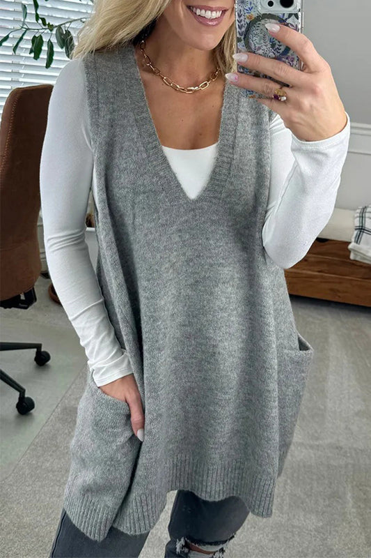 Suéteres casuales de cuello en V con bolsillo para uso diario (5 colores)
