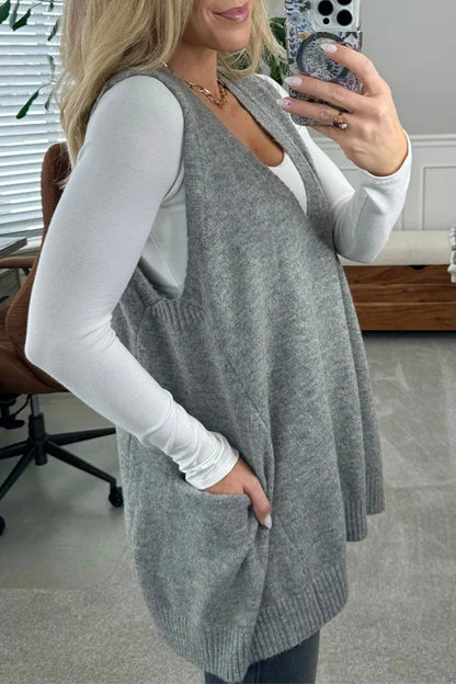 Suéteres casuales de cuello en V con bolsillo para uso diario (5 colores)
