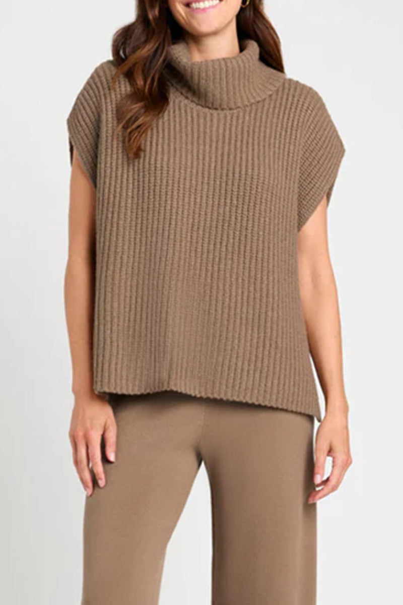 Suéteres casuales de cuello alto de color sólido (3 colores)