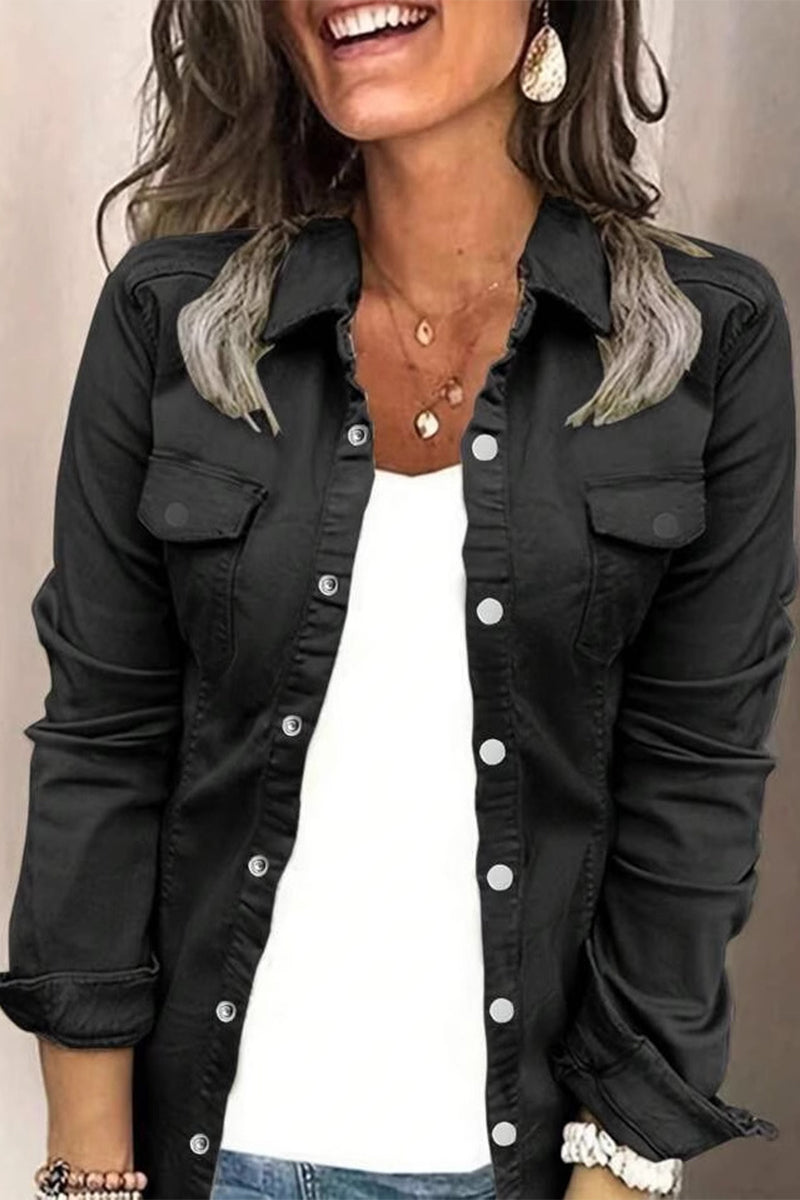 Blusas casuales de cuello vuelto con botones para uso diario (3 colores)
