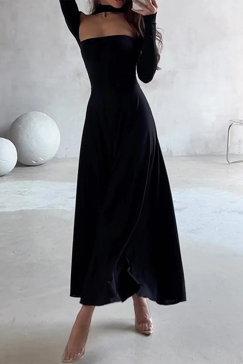 Vestidos sexys de cuello alto con aberturas en forma de A